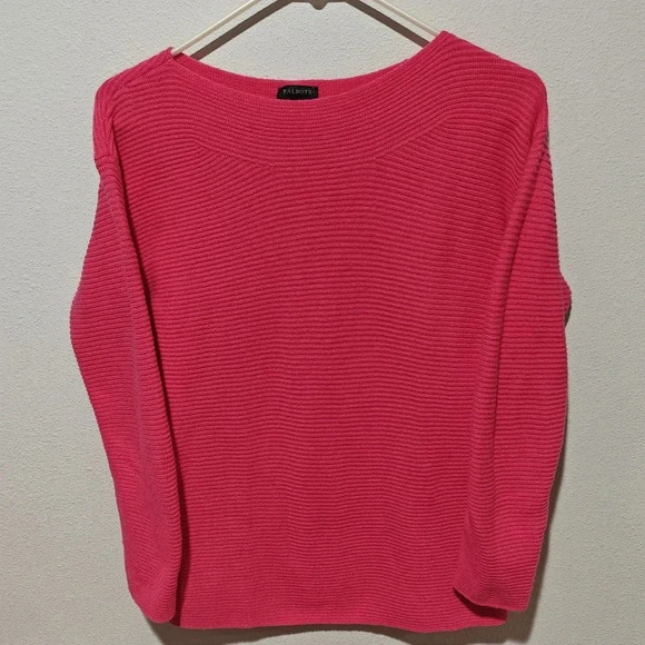 Talbots Lamb's Wool Hot Pink Ribbed Sweater XS Comfy Oversized - Picture 1 of 6